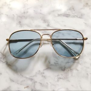 UO Blue Slim metal aviator sunglasses